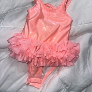 Cat & Jack Shimmering Pink Ruffle One Piece swimsuit